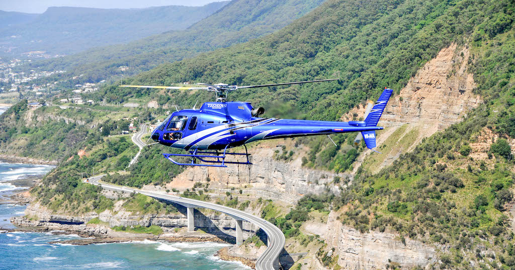 Helicopter over Seacliff Bridge